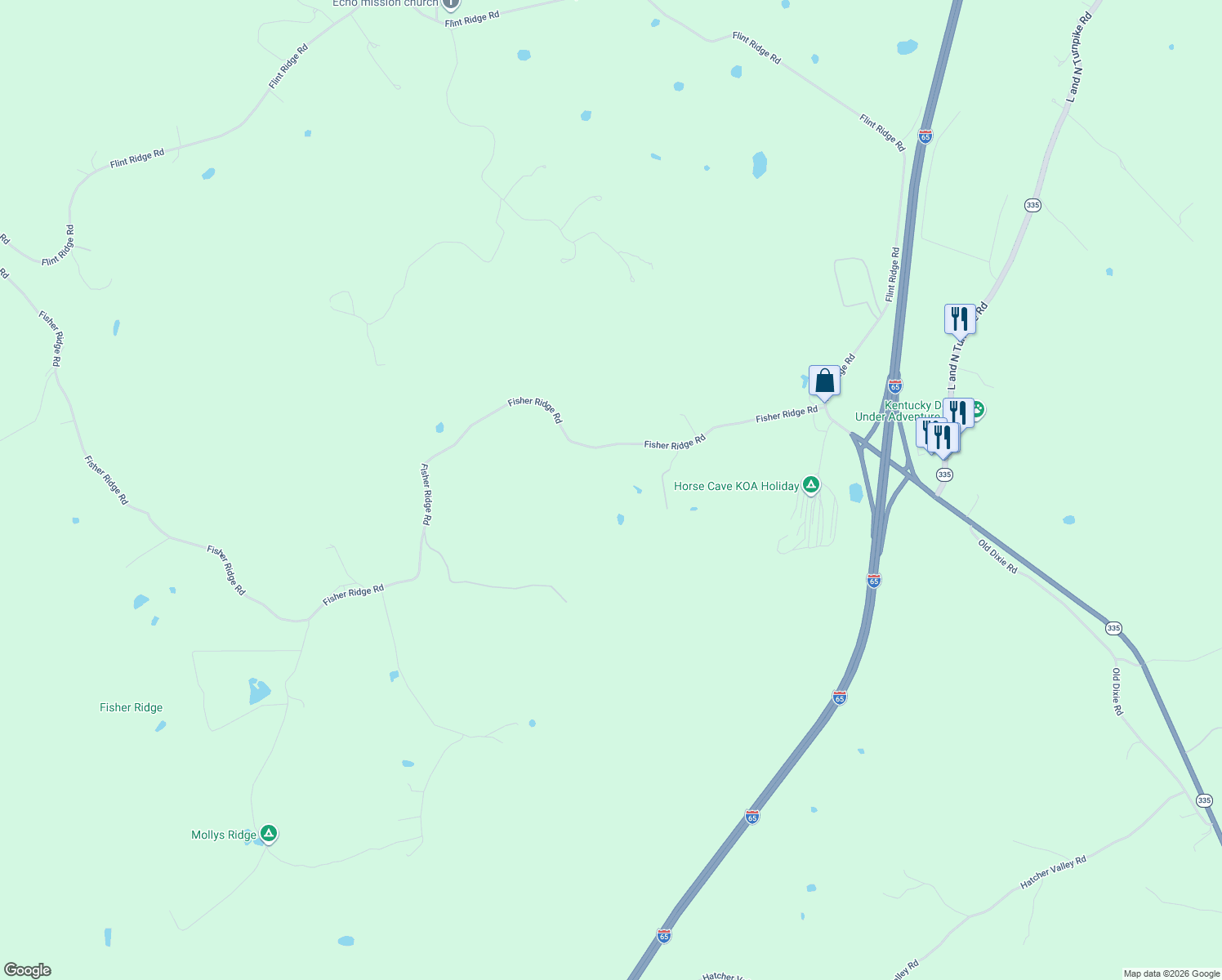 map of restaurants, bars, coffee shops, grocery stores, and more near in Horse Cave