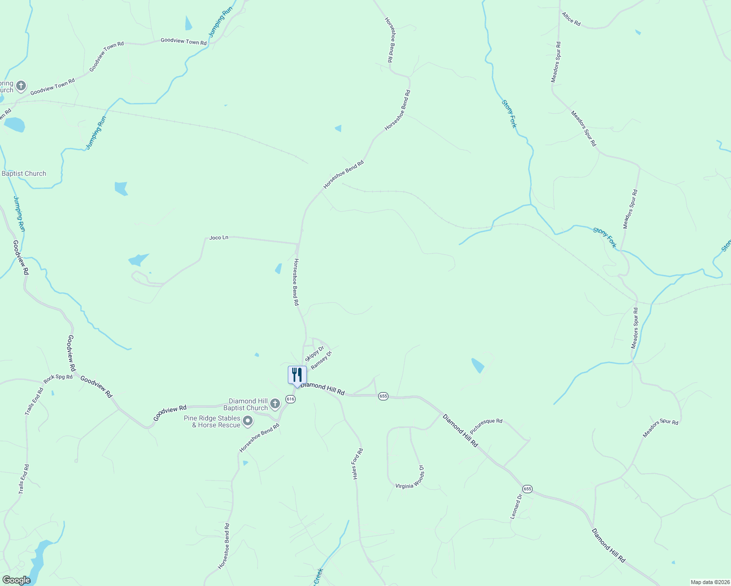 map of restaurants, bars, coffee shops, grocery stores, and more near 1410 Savanna Hills Drive in Moneta