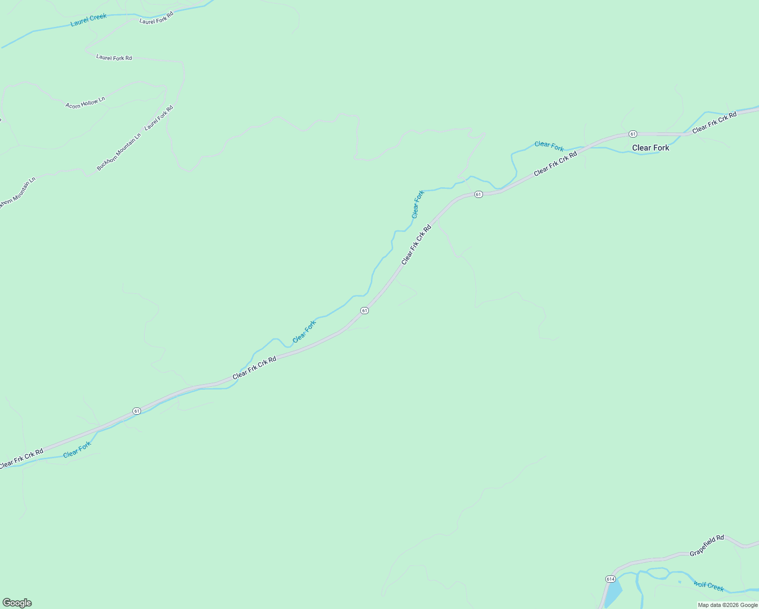 map of restaurants, bars, coffee shops, grocery stores, and more near 3514 Clear Fork Creek Road in Bastian