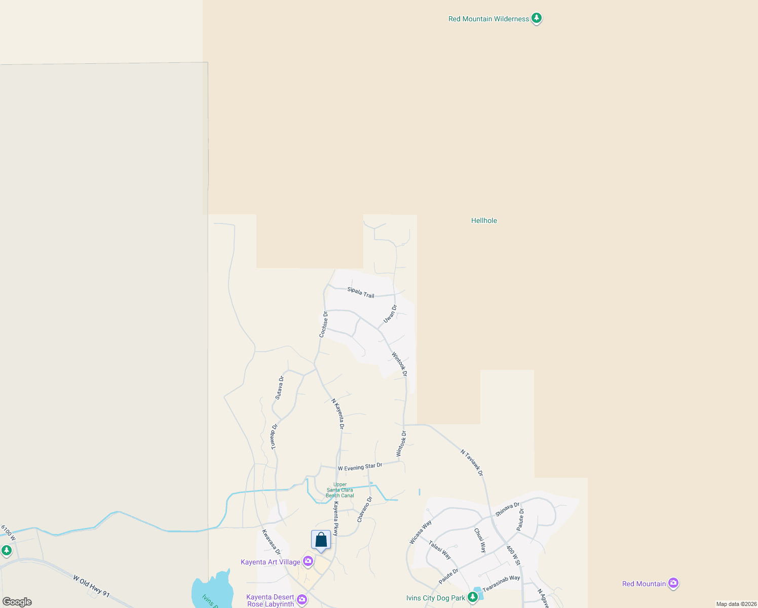 map of restaurants, bars, coffee shops, grocery stores, and more near 941 Sipala Trail in Ivins