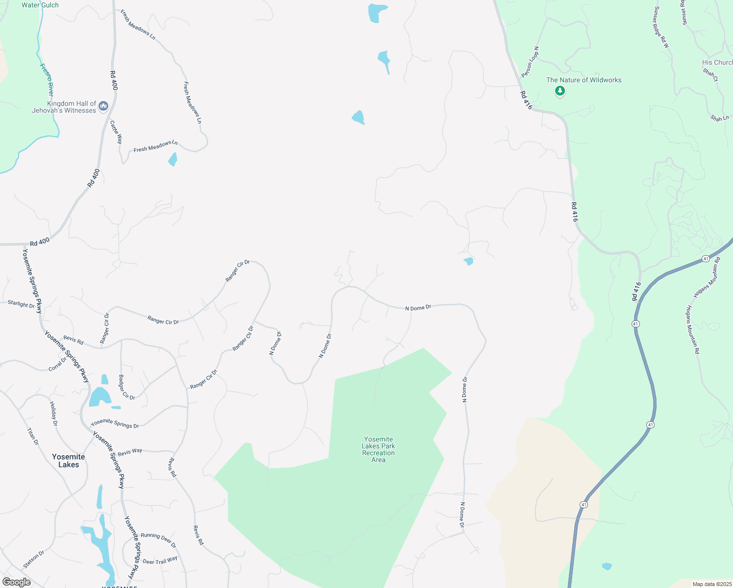 map of restaurants, bars, coffee shops, grocery stores, and more near North Dome Drive in Coarsegold
