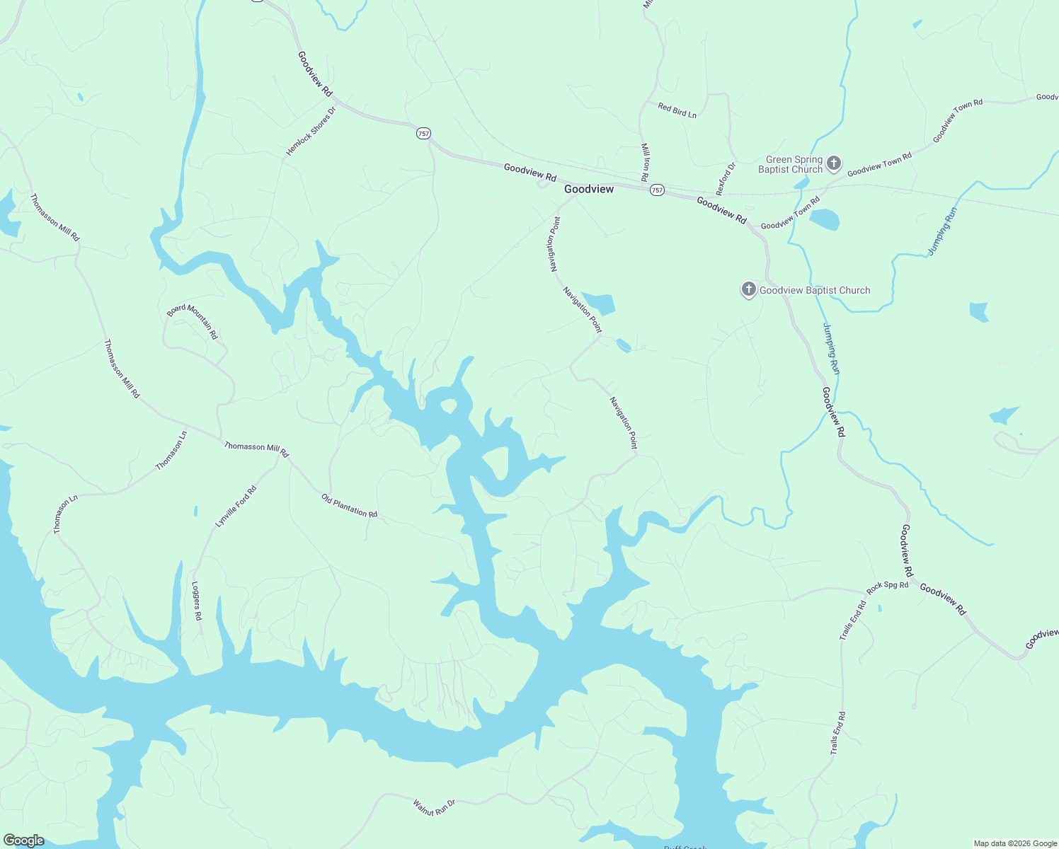 map of restaurants, bars, coffee shops, grocery stores, and more near 1163 Hidden Grove Court in Goodview