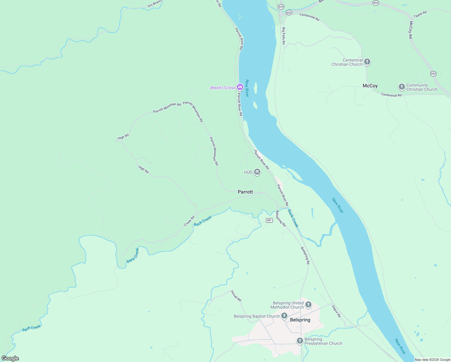 map of restaurants, bars, coffee shops, grocery stores, and more near 6223 Parrott Mountain Road in Parrott
