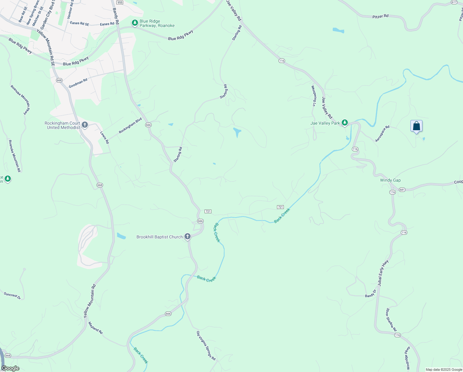 map of restaurants, bars, coffee shops, grocery stores, and more near 4260 Edenshire Road in Roanoke