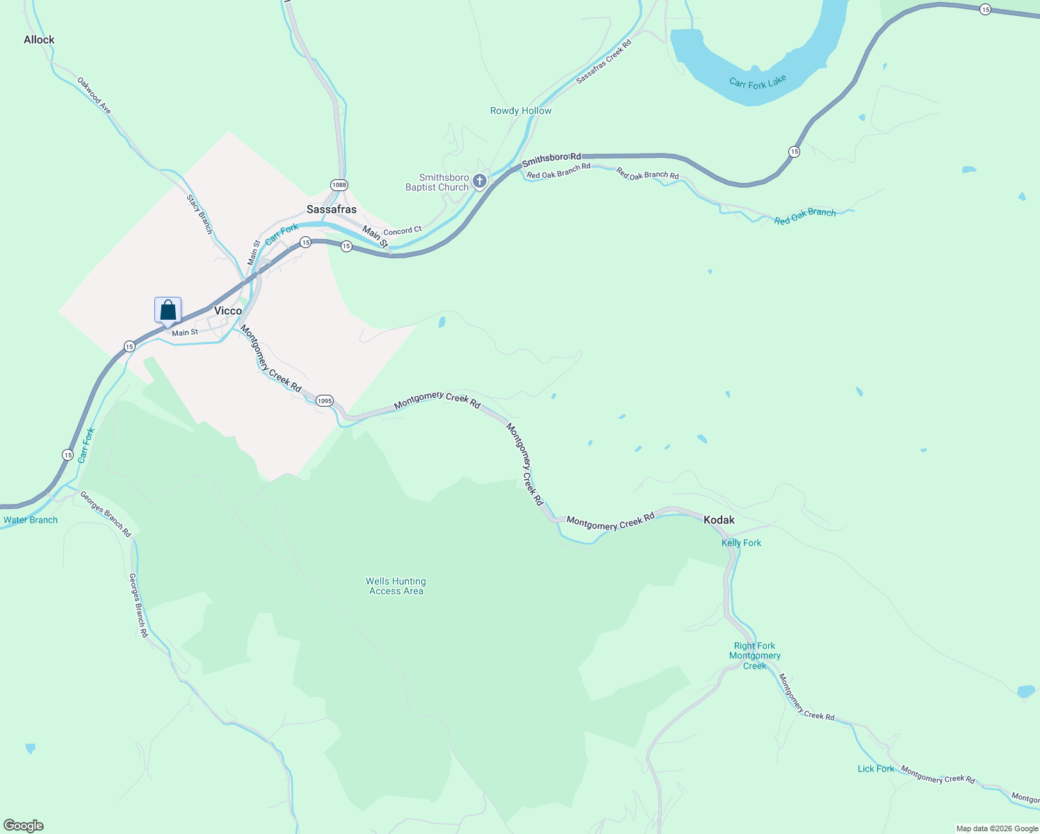 map of restaurants, bars, coffee shops, grocery stores, and more near 99 Bailey Cemetery Road in Vicco