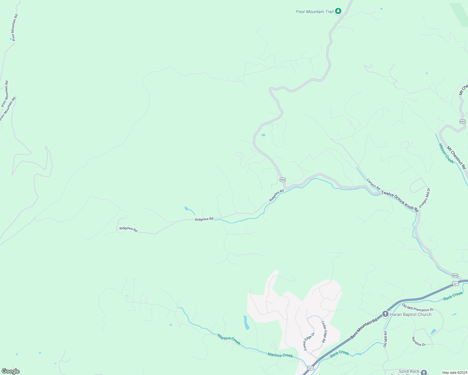 map of restaurants, bars, coffee shops, grocery stores, and more near 5431 Ridgelea Estates Dr in Roanoke