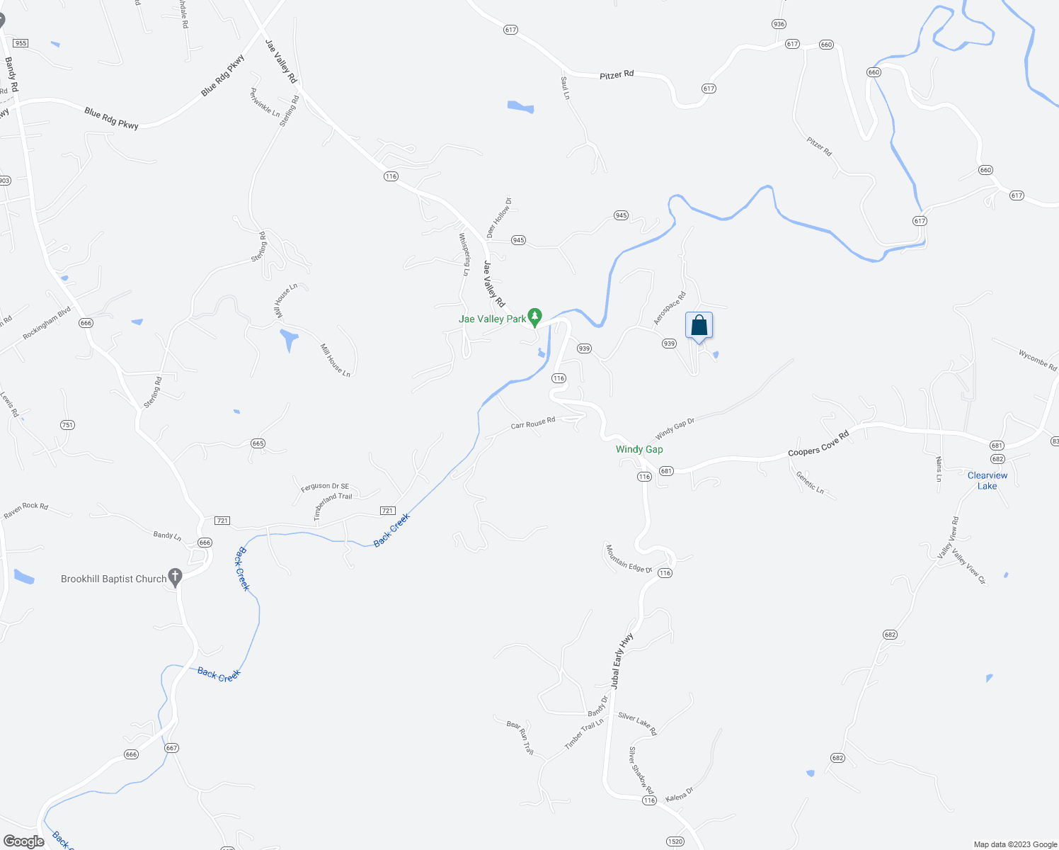 map of restaurants, bars, coffee shops, grocery stores, and more near Carr Rouse Road in Roanoke