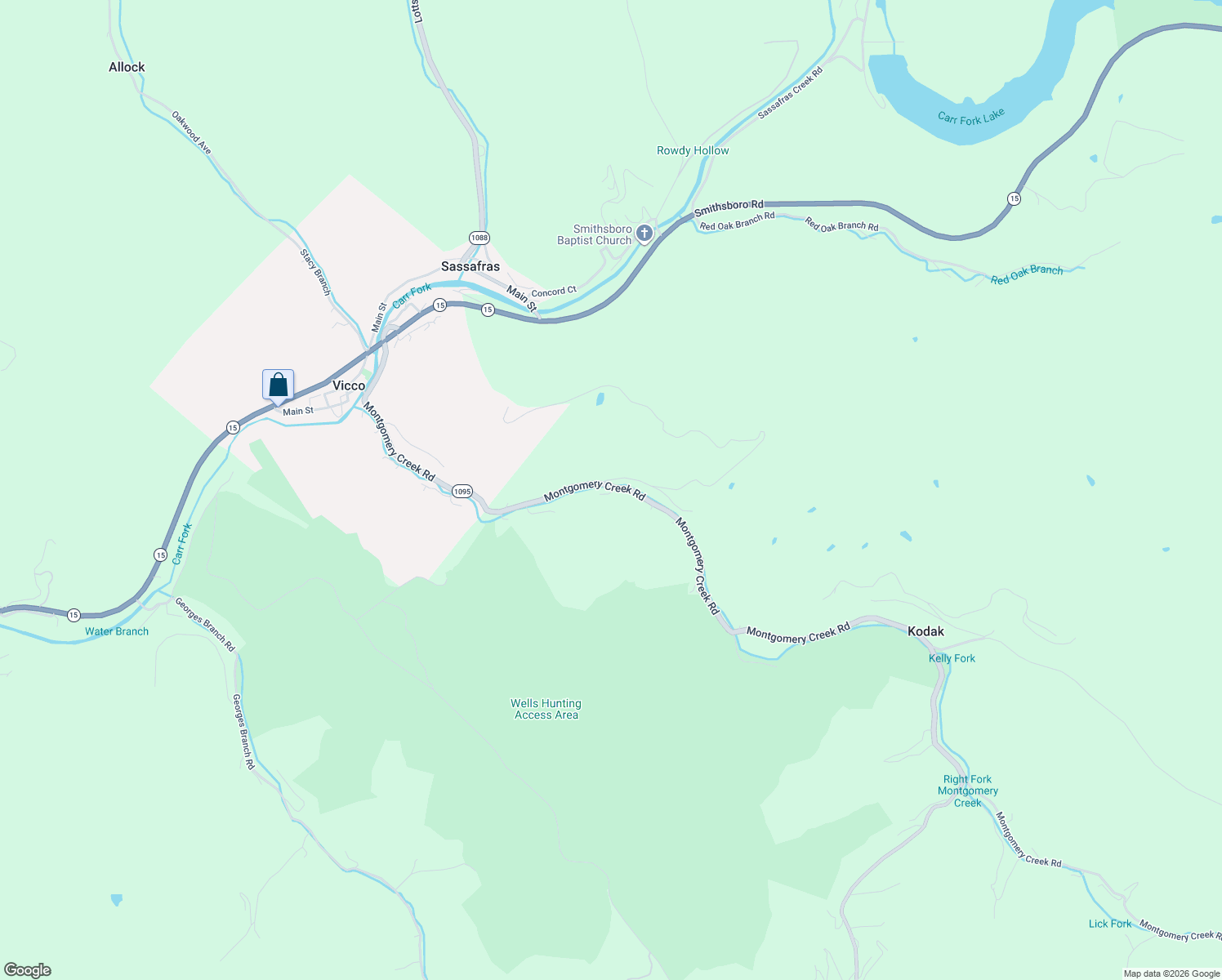 map of restaurants, bars, coffee shops, grocery stores, and more near 83-99 Bailey Cemetery Road in Vicco