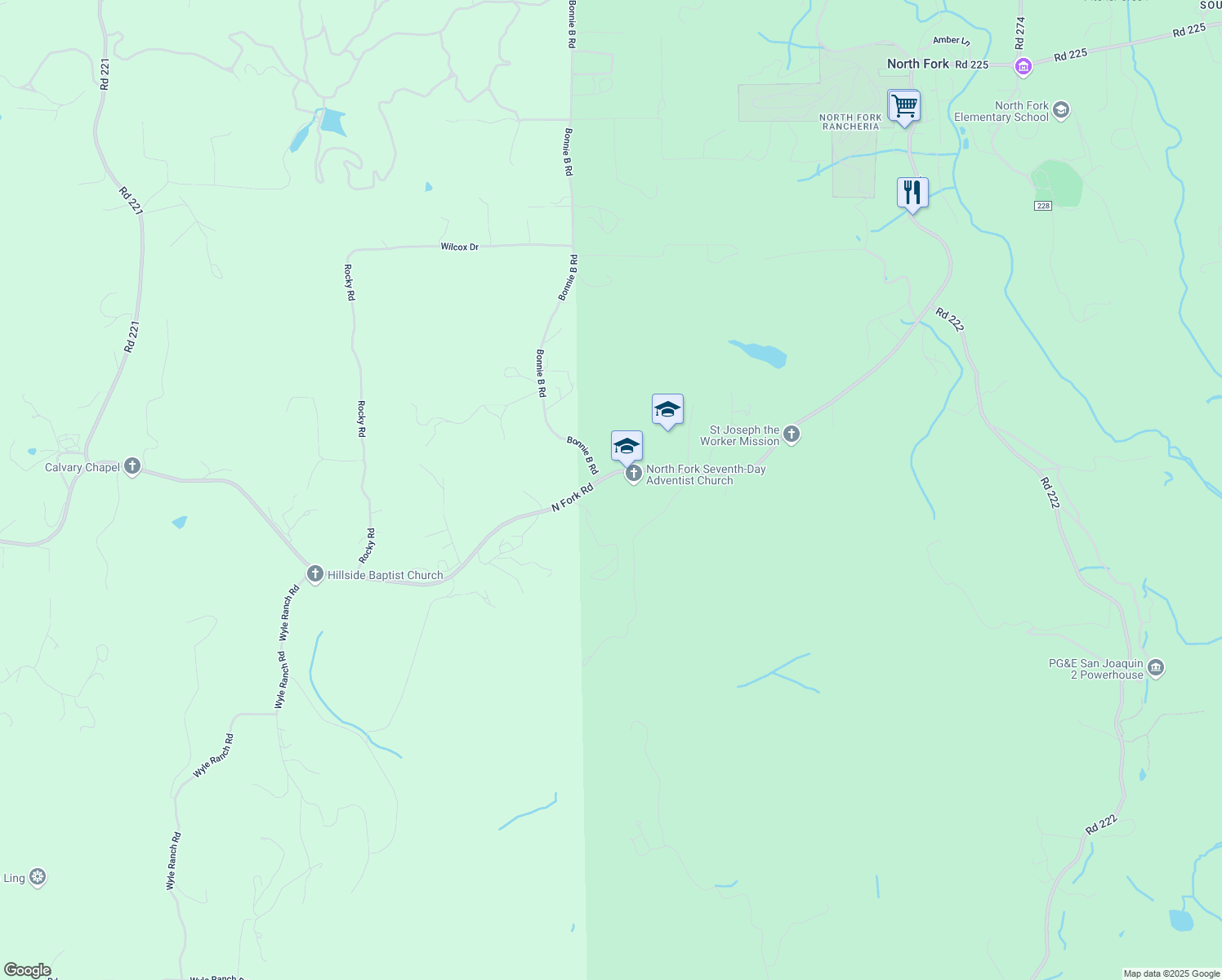 map of restaurants, bars, coffee shops, grocery stores, and more near 56150 Road 200 in North Fork