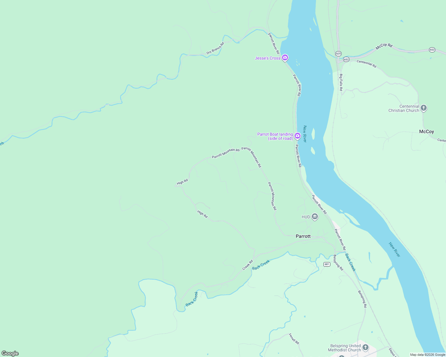 map of restaurants, bars, coffee shops, grocery stores, and more near 6634 Parrott Mountain Road in Parrott