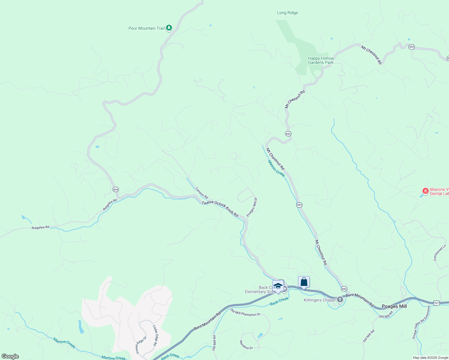 map of restaurants, bars, coffee shops, grocery stores, and more near 6699 Leffler Ln in Roanoke