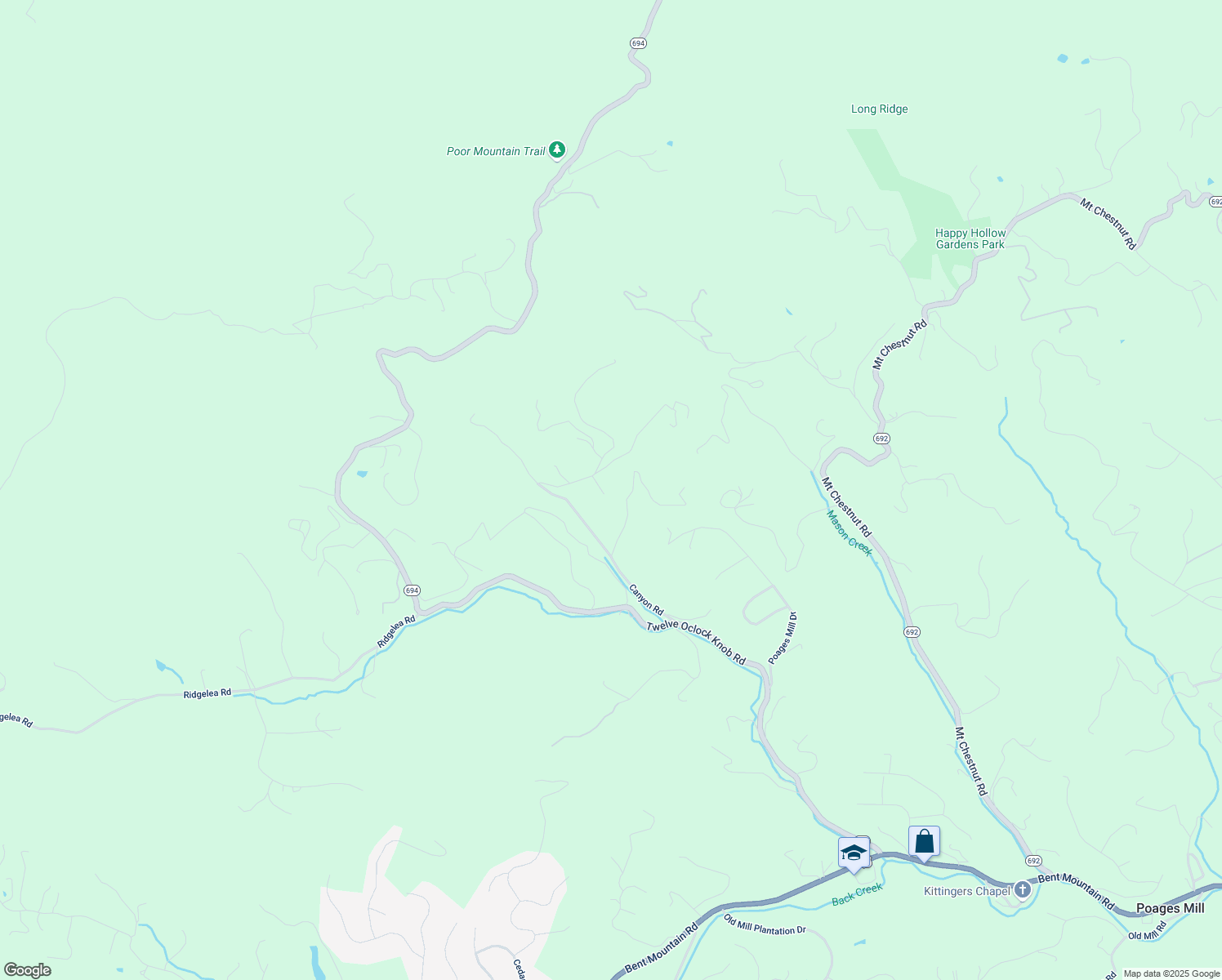 map of restaurants, bars, coffee shops, grocery stores, and more near 5566 Canyon Road in Roanoke
