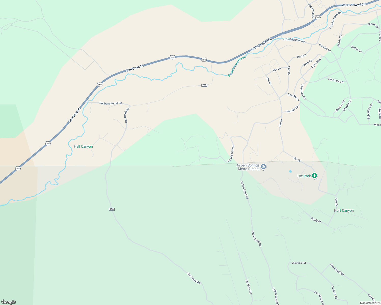 map of restaurants, bars, coffee shops, grocery stores, and more near 192 Dave's Place in Pagosa Springs