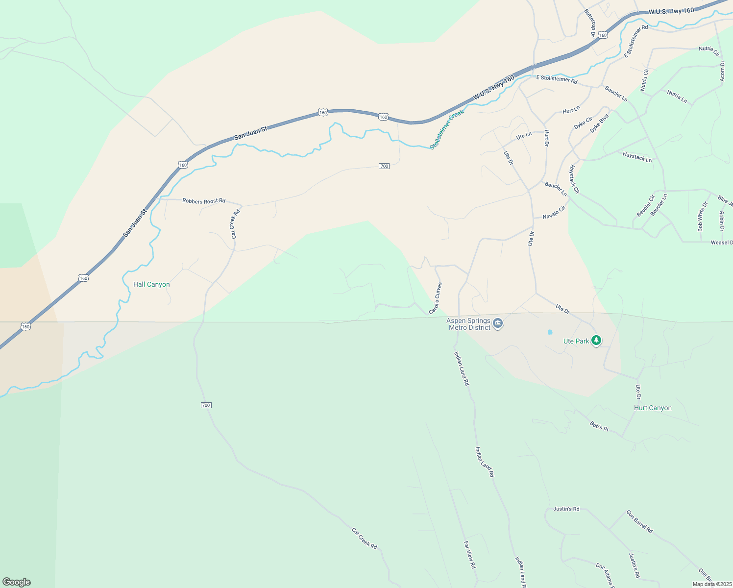 map of restaurants, bars, coffee shops, grocery stores, and more near 192 Dave's Place in Pagosa Springs
