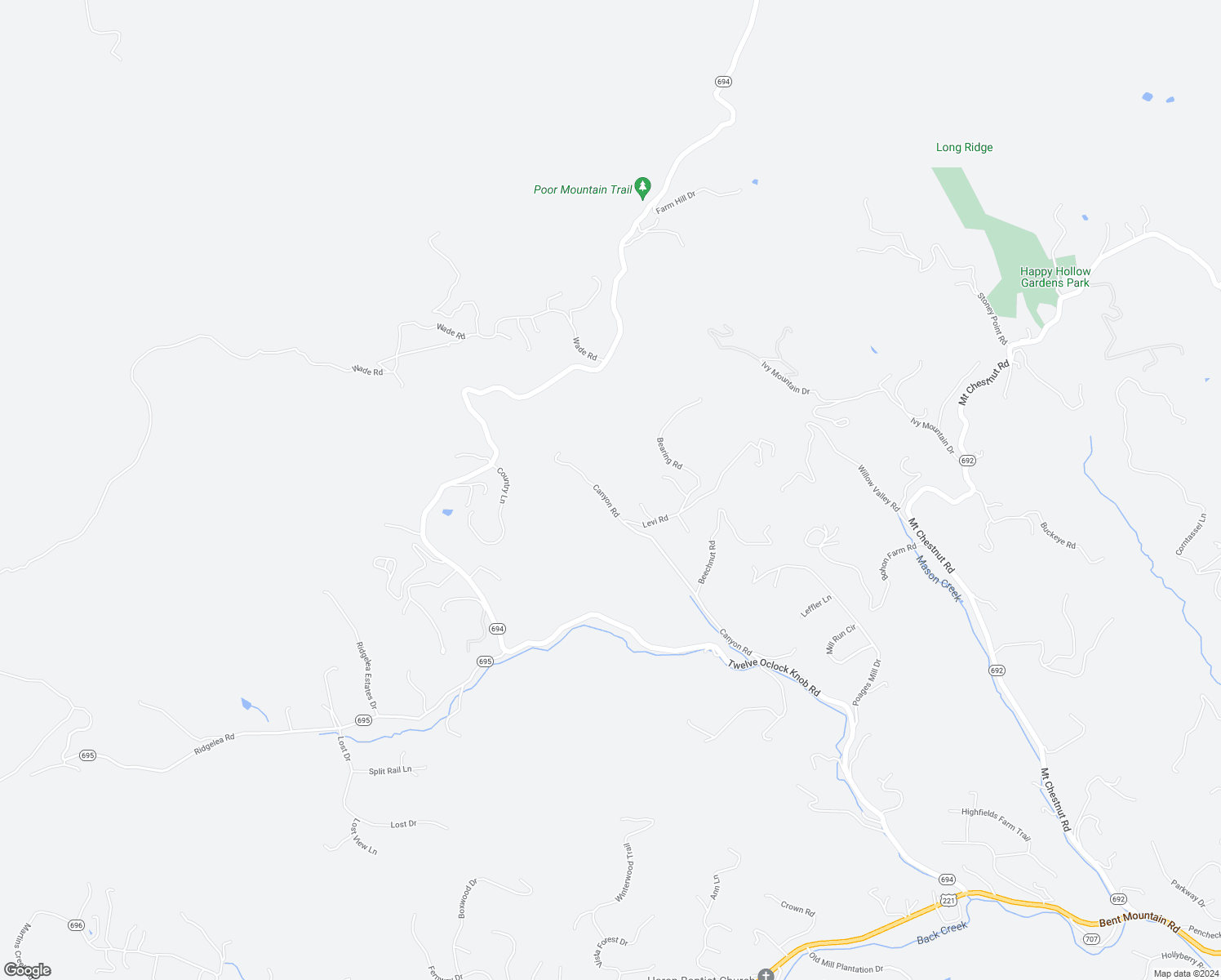 map of restaurants, bars, coffee shops, grocery stores, and more near 5466 Canyon Road in Roanoke