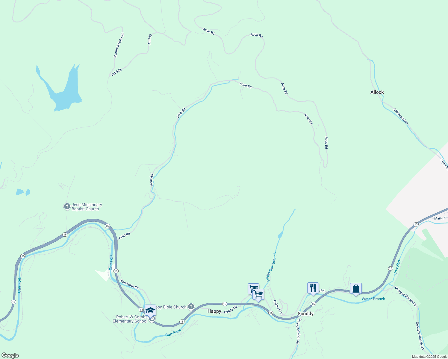 map of restaurants, bars, coffee shops, grocery stores, and more near in Happy