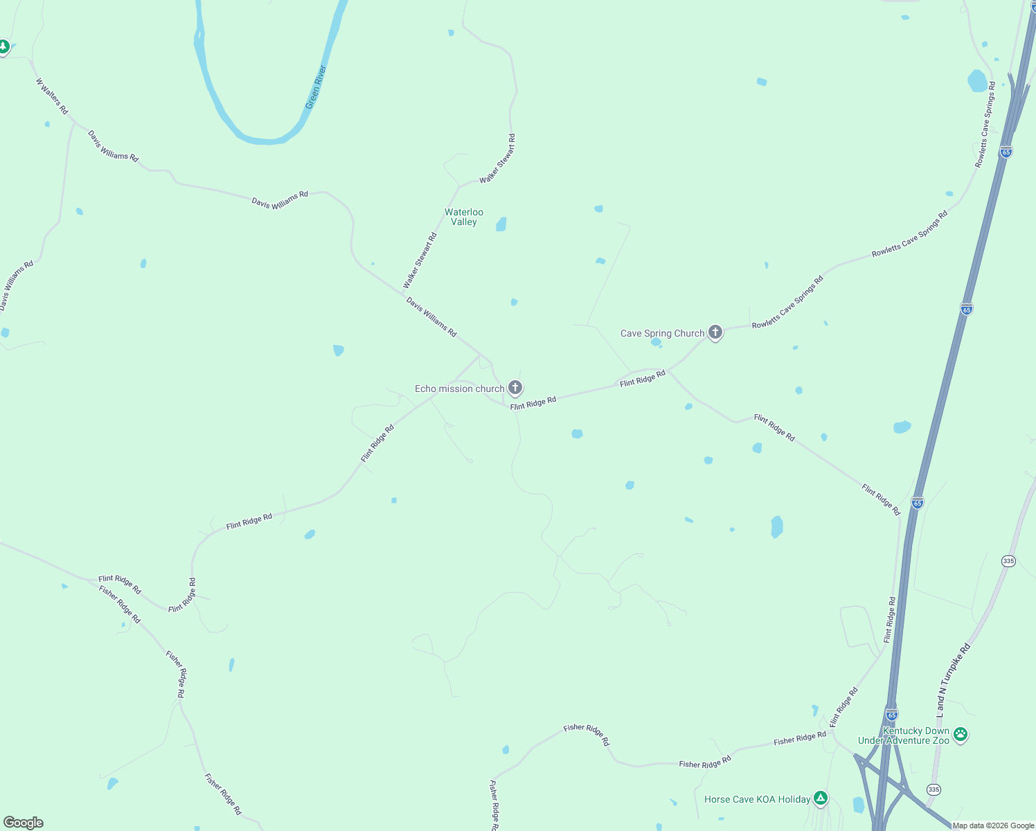 map of restaurants, bars, coffee shops, grocery stores, and more near 2 Falling Springs Hollow Road in Horse Cave