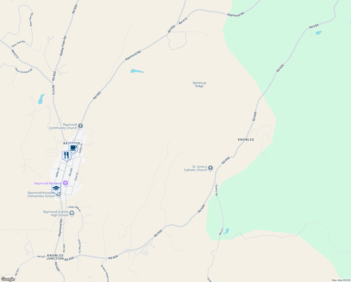 map of restaurants, bars, coffee shops, grocery stores, and more near 32055 Spinecup Ridge Road in Madera County