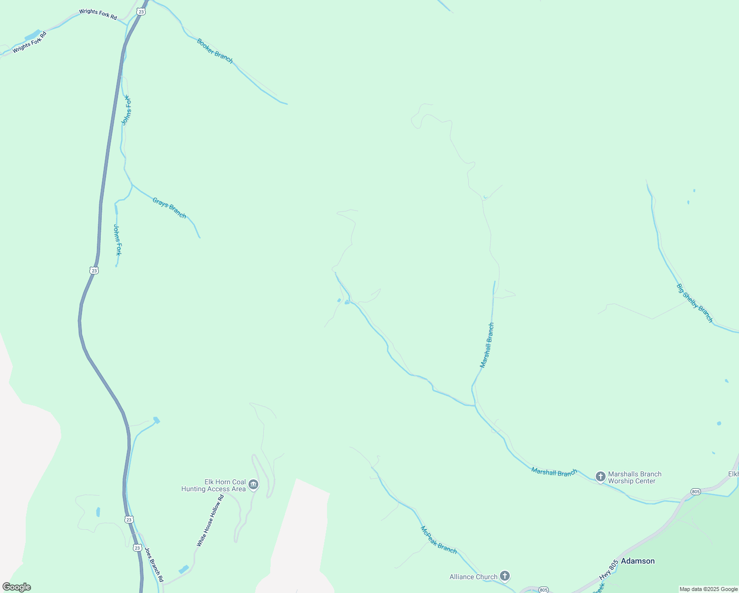 map of restaurants, bars, coffee shops, grocery stores, and more near 792 Left Fork Marshall Branch Road in Jenkins