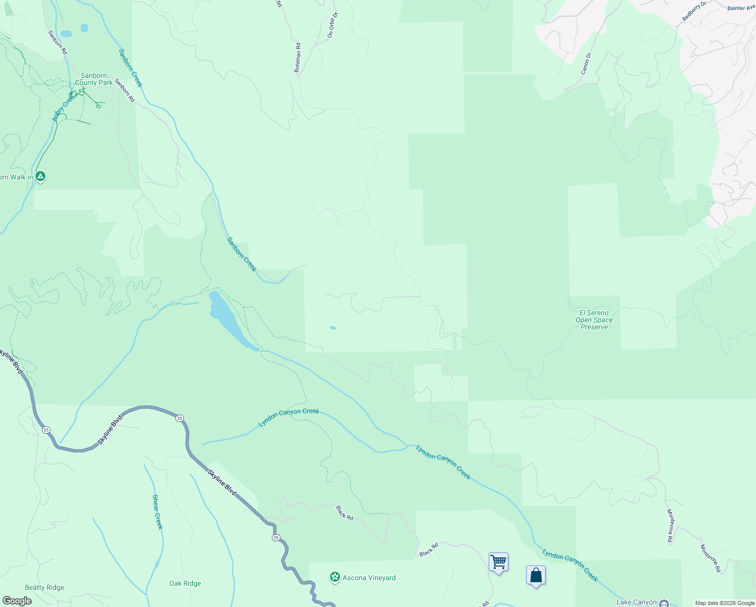 map of restaurants, bars, coffee shops, grocery stores, and more near 16999 McGill Road in Saratoga