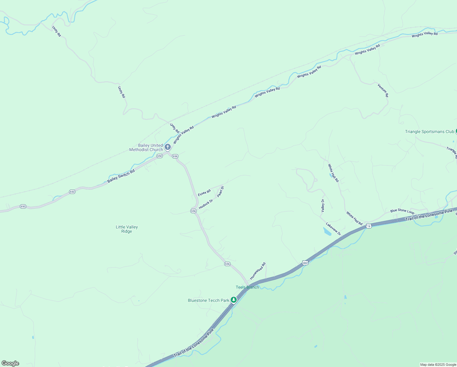 map of restaurants, bars, coffee shops, grocery stores, and more near 366 Essex Road in Bluefield