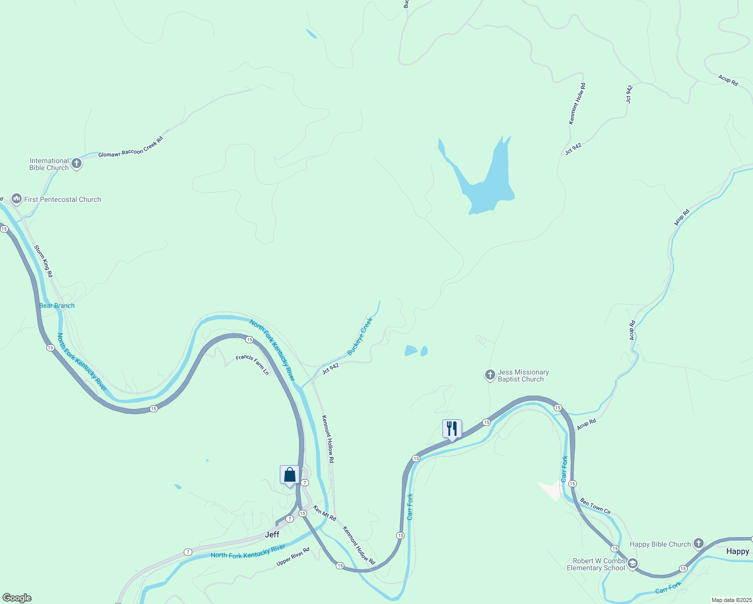 map of restaurants, bars, coffee shops, grocery stores, and more near in Jeff