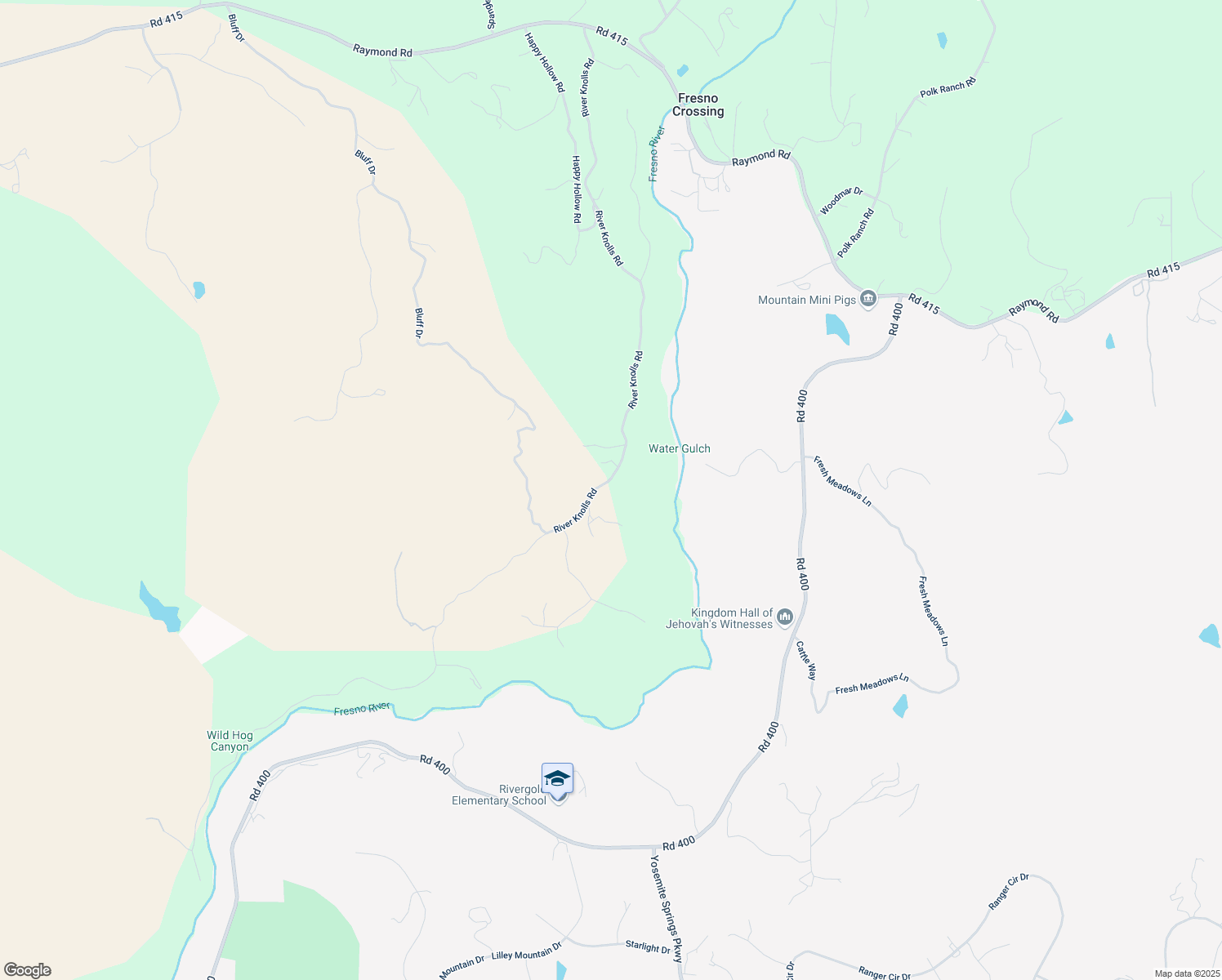map of restaurants, bars, coffee shops, grocery stores, and more near 32519 River Knolls Road in Coarsegold