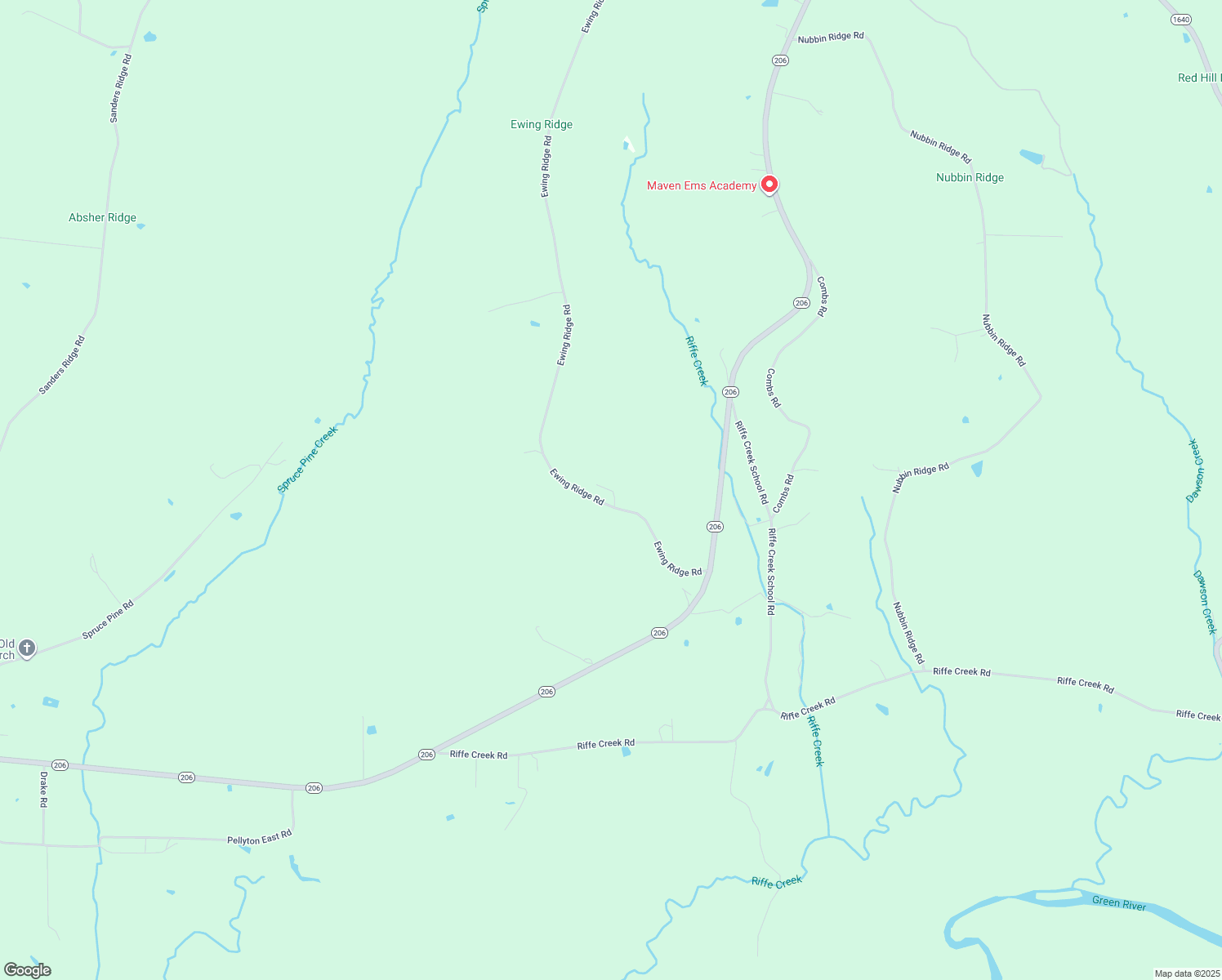 map of restaurants, bars, coffee shops, grocery stores, and more near Ewing Ridge Road in Liberty