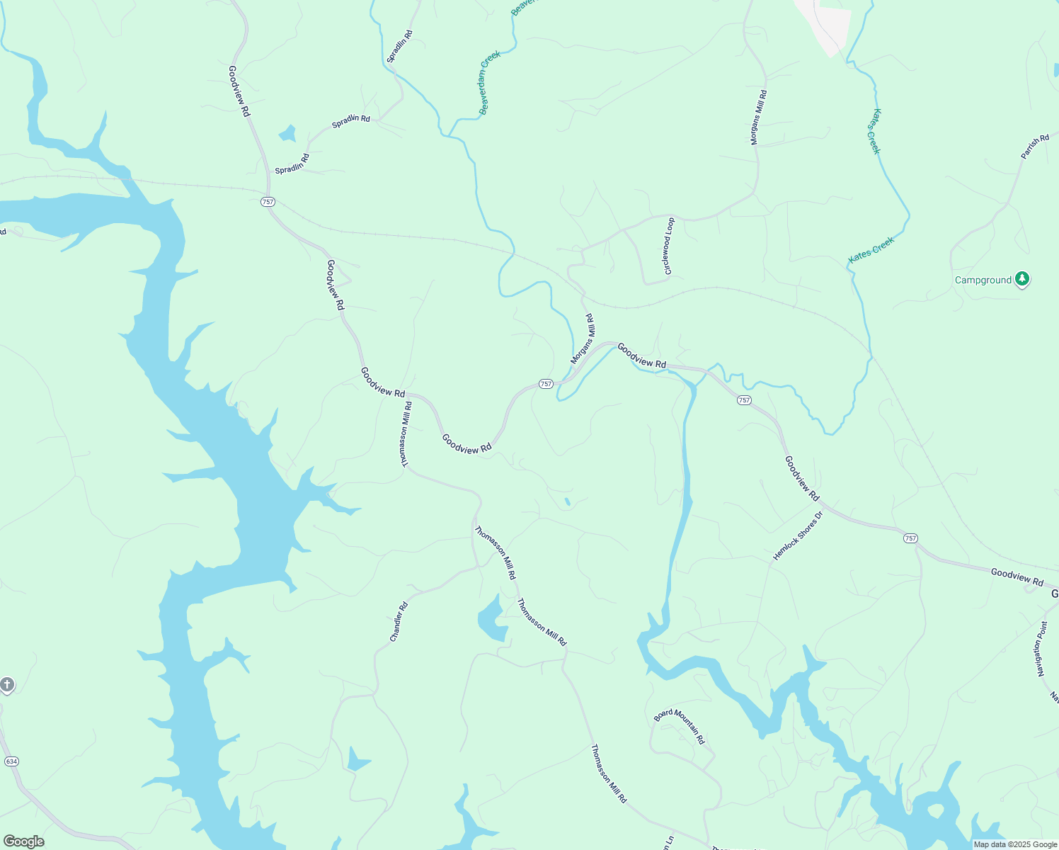 map of restaurants, bars, coffee shops, grocery stores, and more near 1175 Buck Mountain Road in Goodview