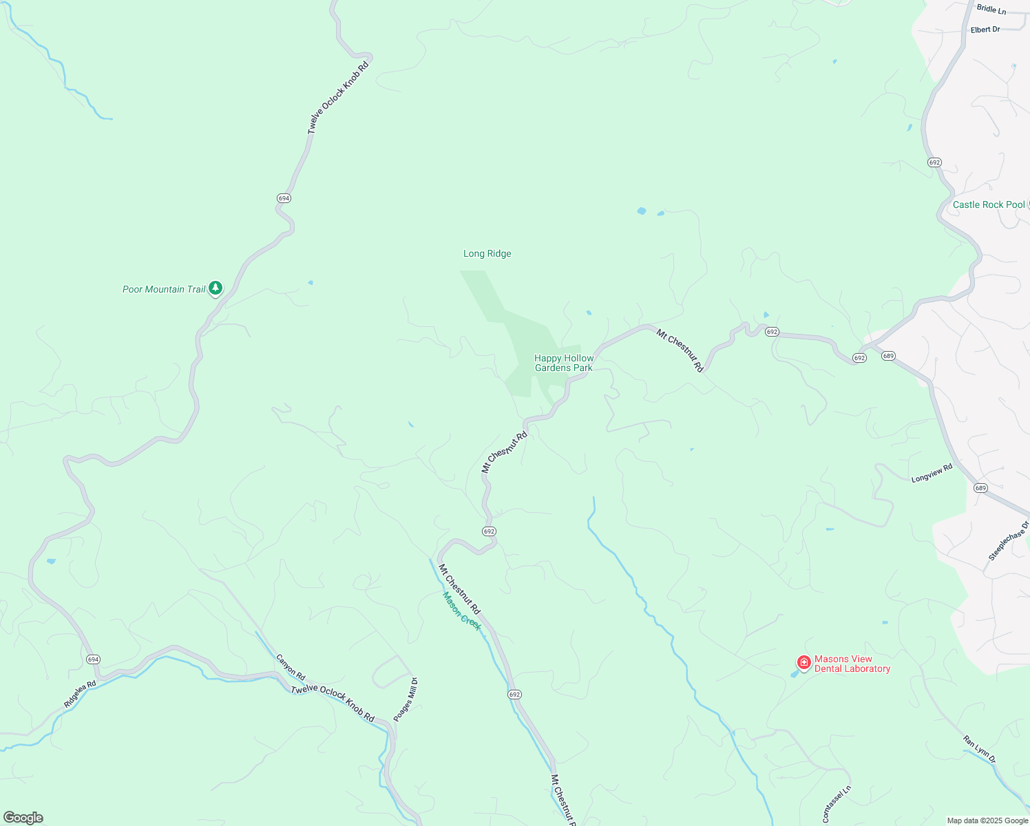 map of restaurants, bars, coffee shops, grocery stores, and more near 6797 Mount Chestnut Road in Roanoke