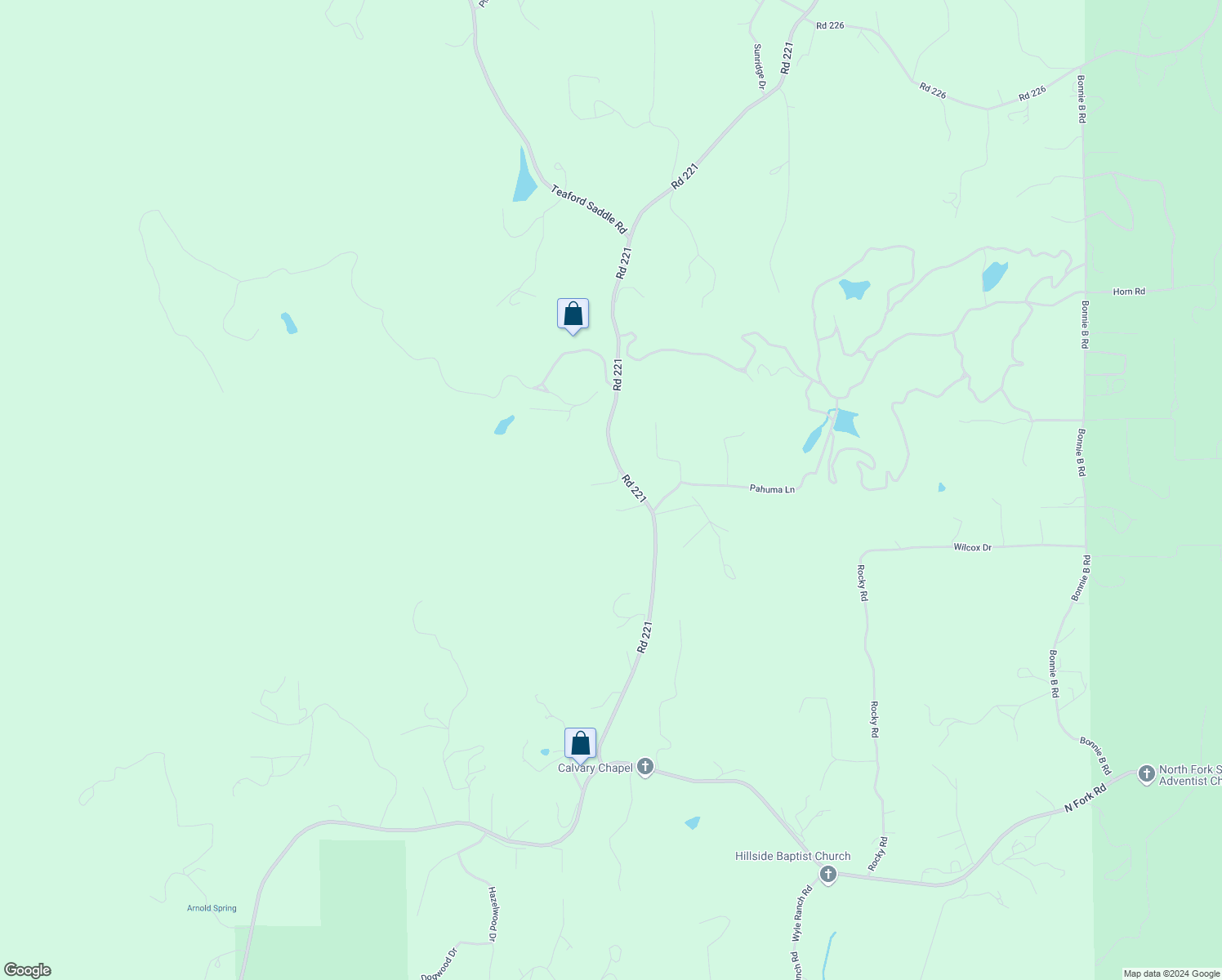map of restaurants, bars, coffee shops, grocery stores, and more near 32762 Road 221 in North Fork