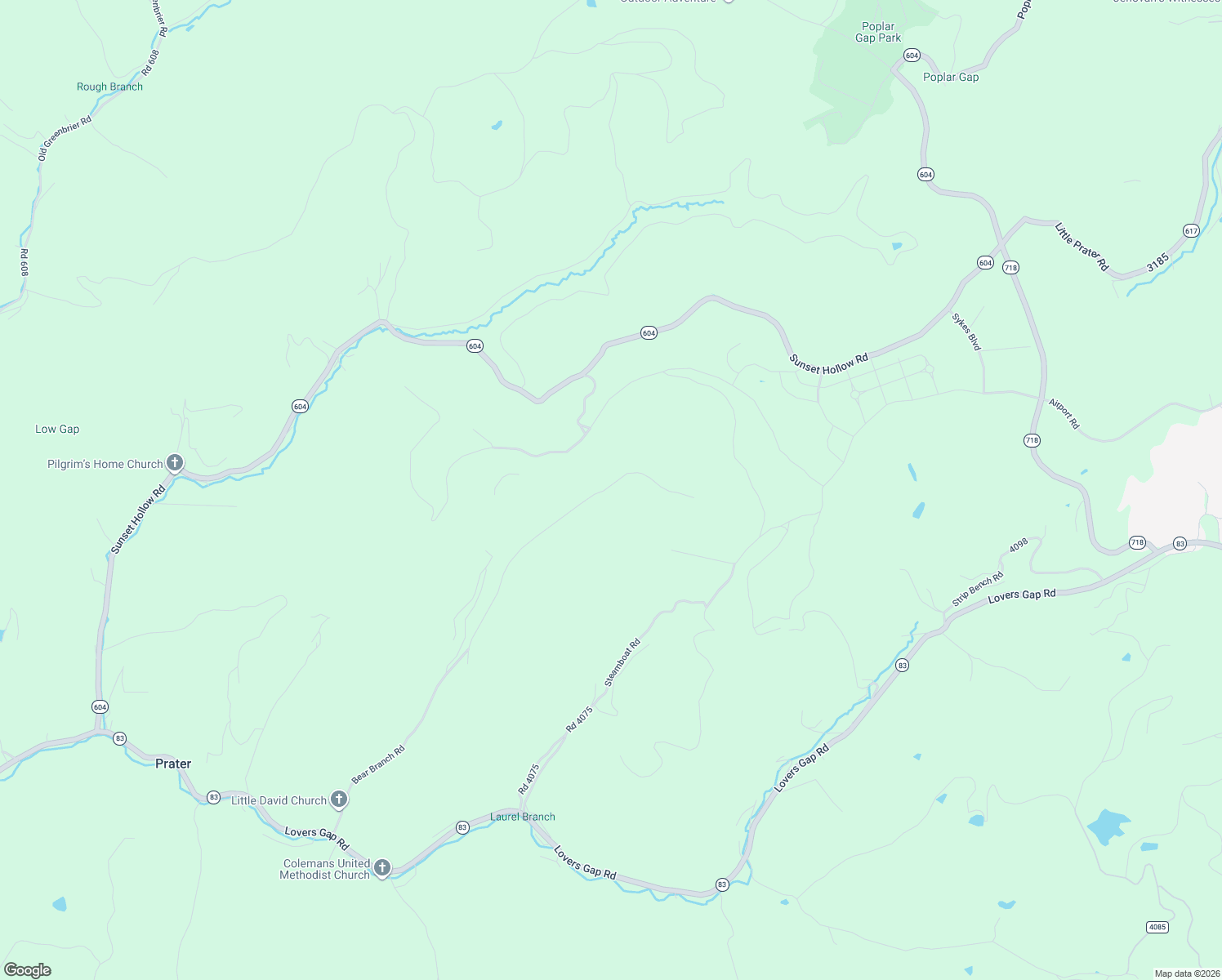 map of restaurants, bars, coffee shops, grocery stores, and more near 2346 Bear Branch Road in Vansant
