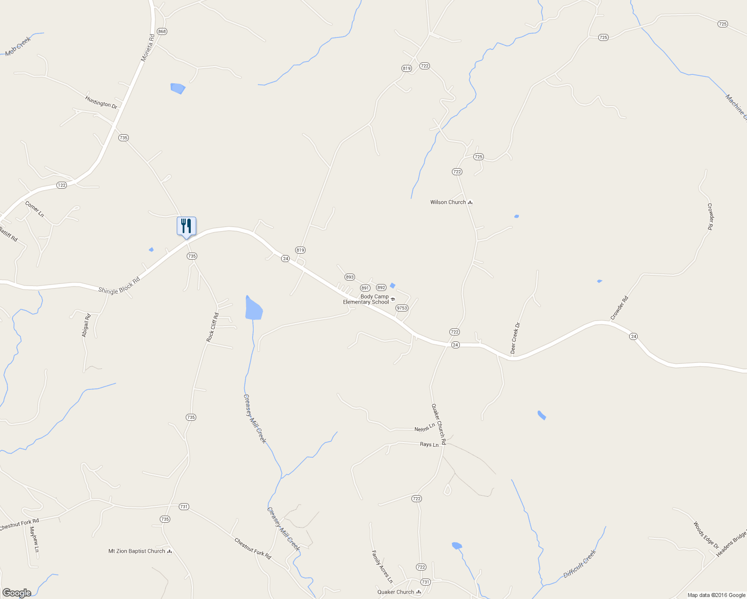map of restaurants, bars, coffee shops, grocery stores, and more near 3288 Shingle Block Road in Bedford