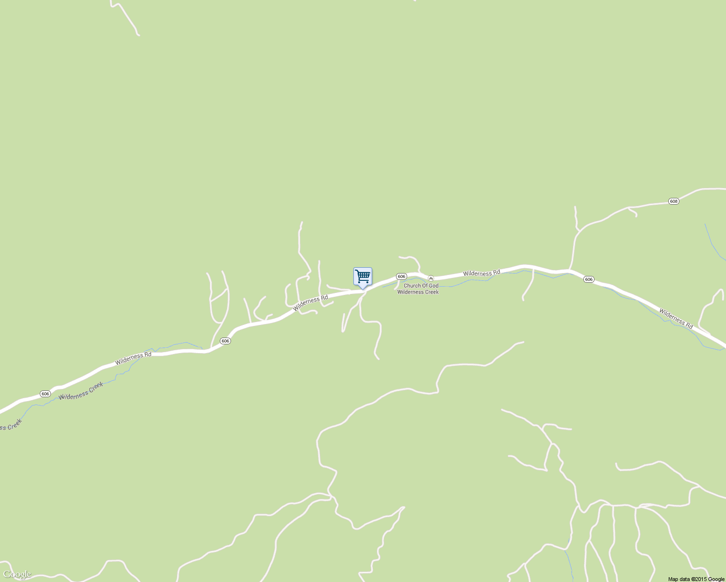 map of restaurants, bars, coffee shops, grocery stores, and more near Wilderness Road in Bland