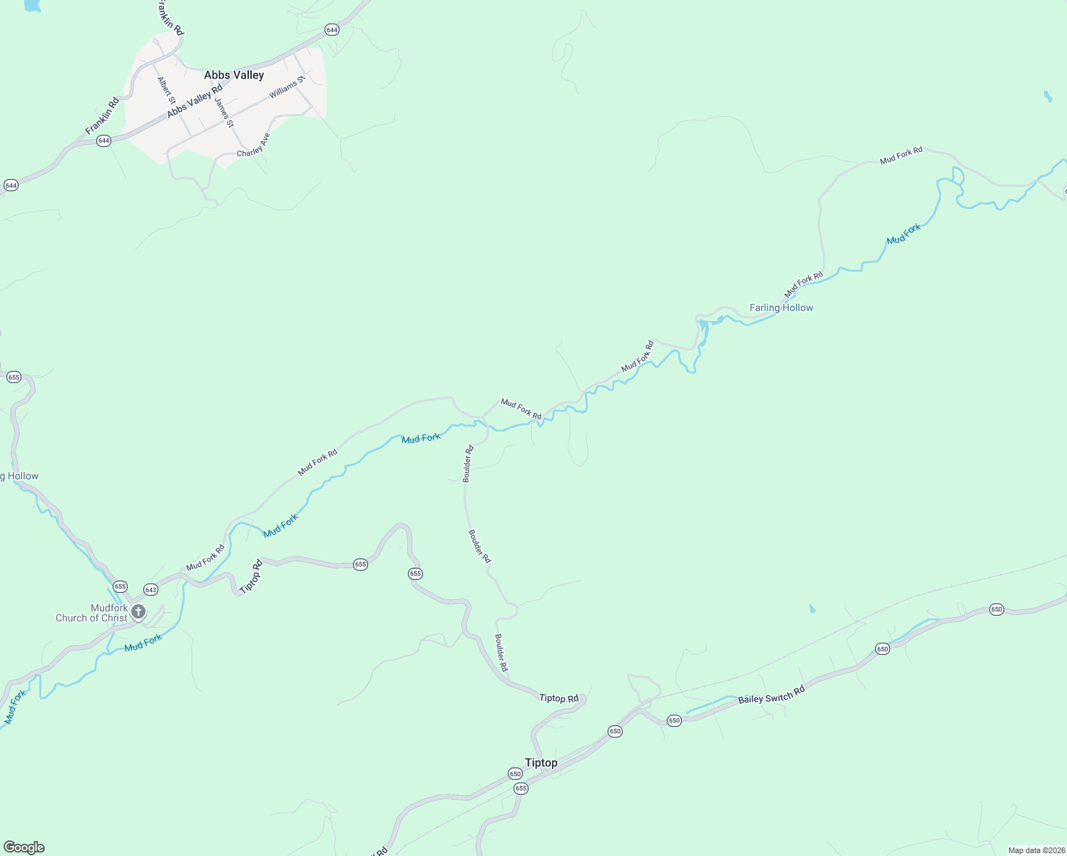 map of restaurants, bars, coffee shops, grocery stores, and more near 7690 Mud Fork Road in Tazewell County