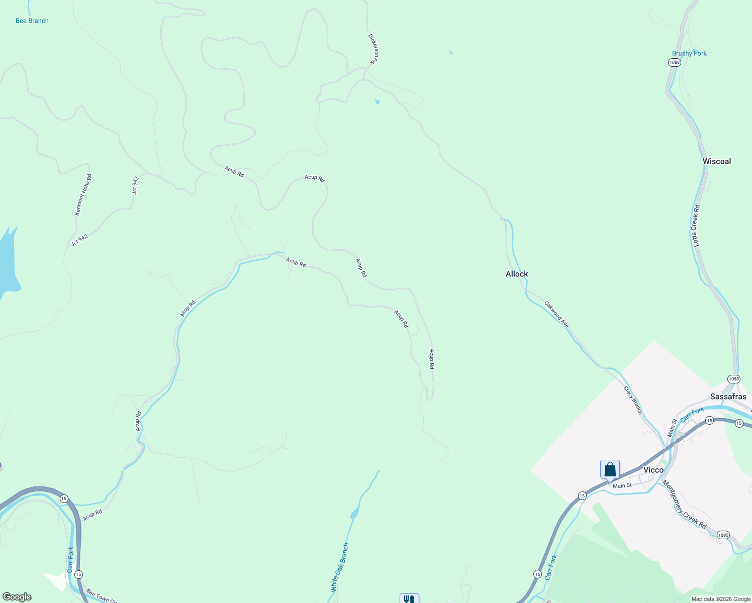 map of restaurants, bars, coffee shops, grocery stores, and more near in Allock