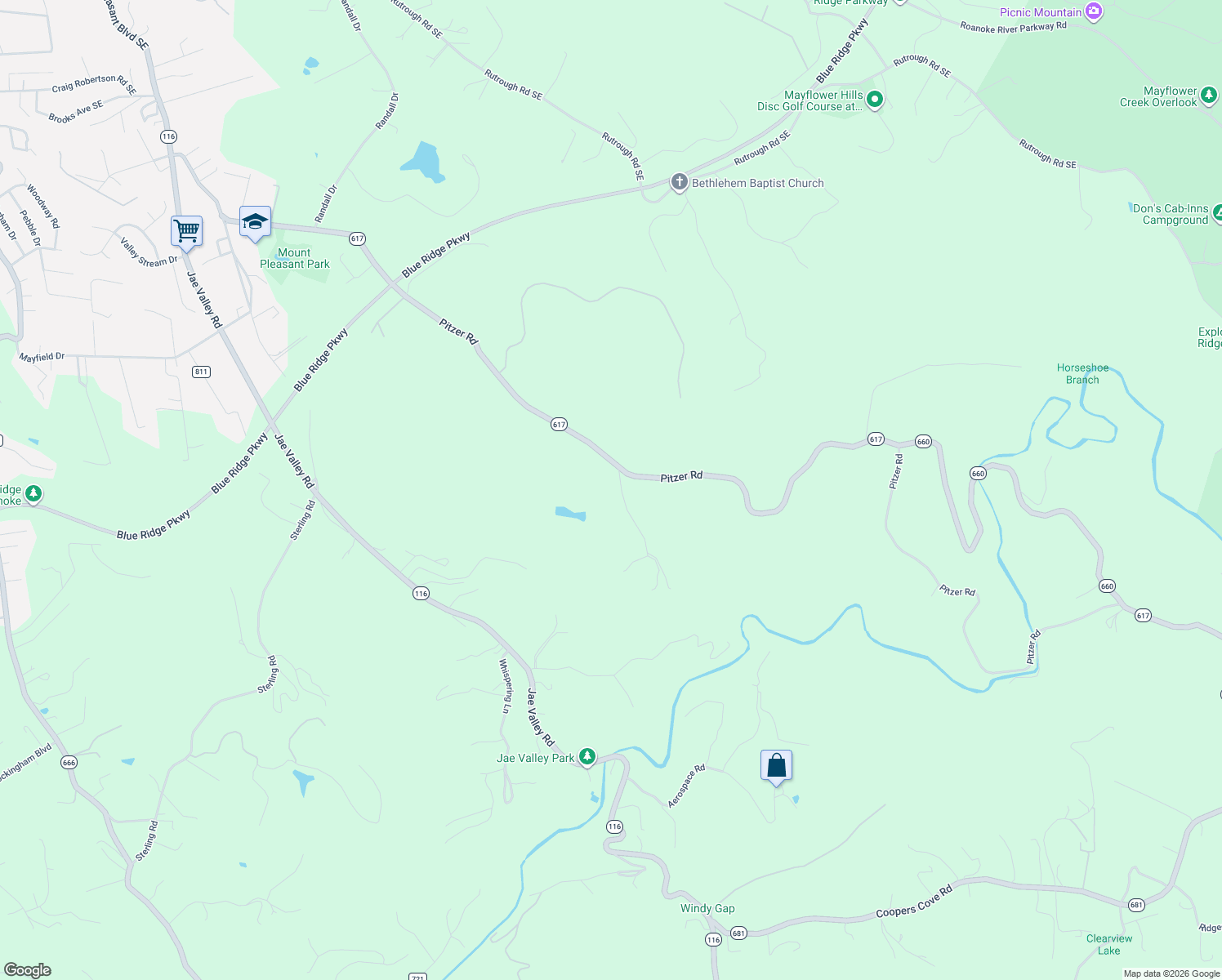 map of restaurants, bars, coffee shops, grocery stores, and more near 3801-3959 Saul Lane in Roanoke