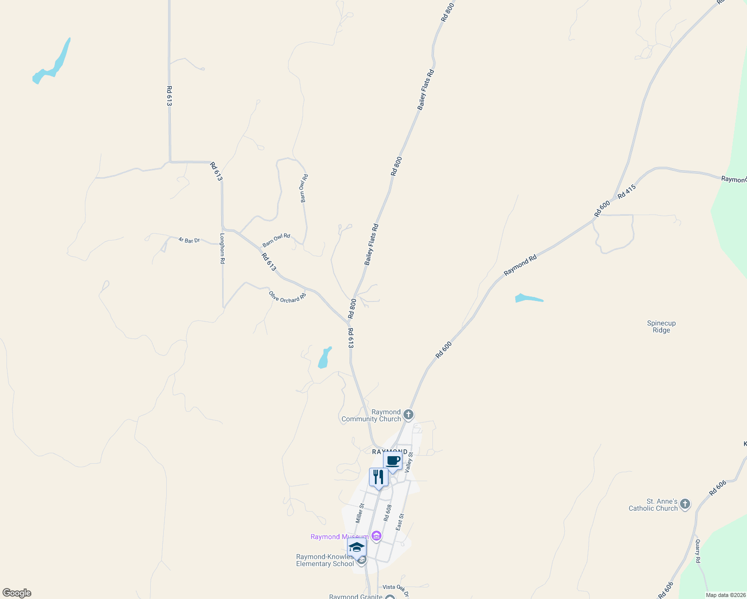 map of restaurants, bars, coffee shops, grocery stores, and more near 33099 Road 800 in Madera County