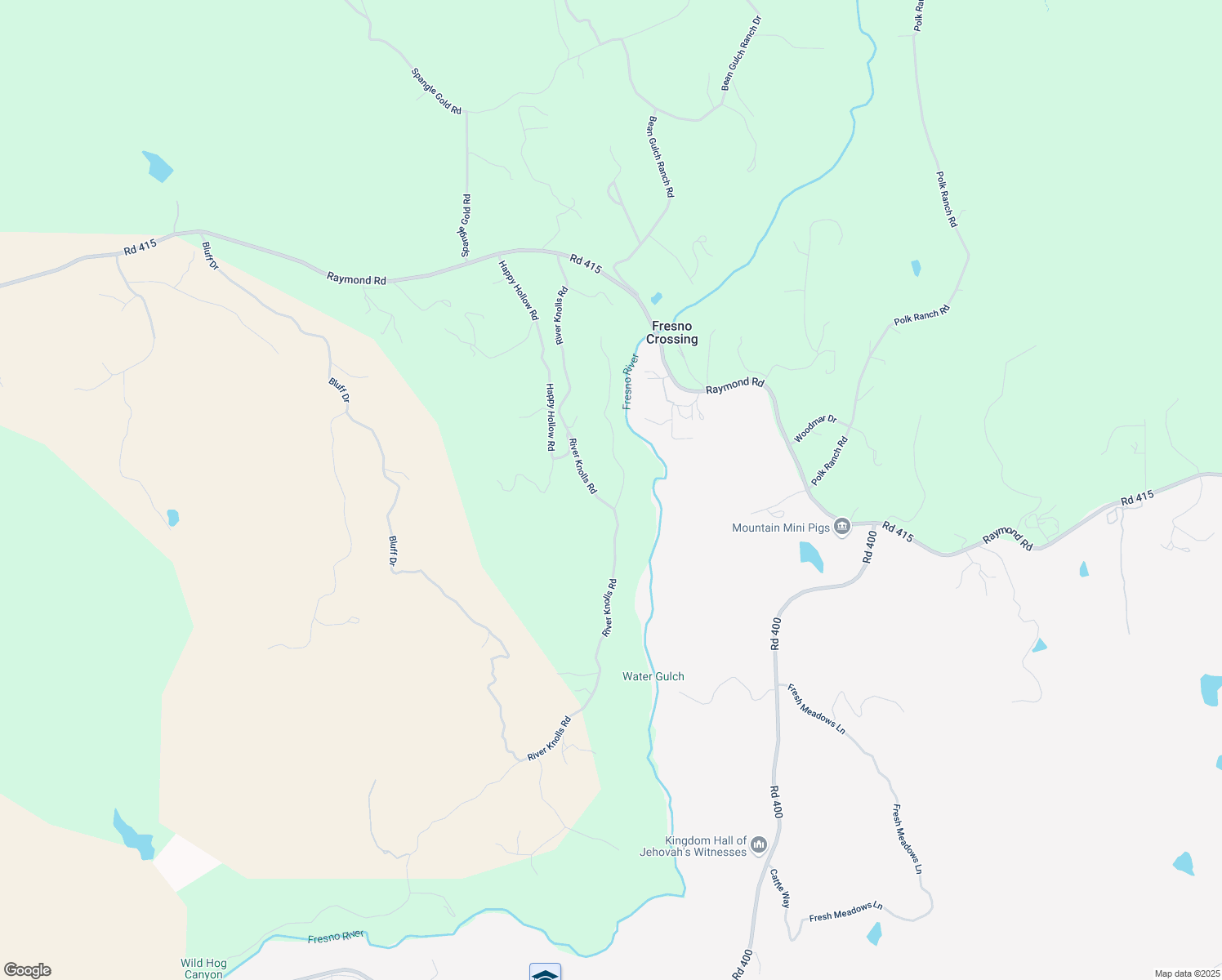 map of restaurants, bars, coffee shops, grocery stores, and more near 33160 River Knolls Road in Coarsegold