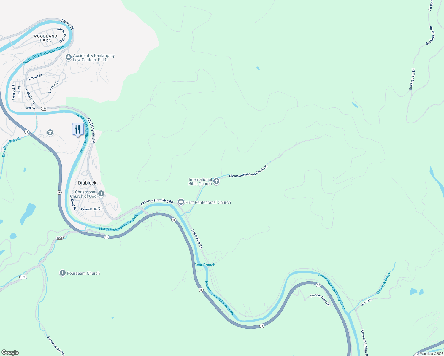 map of restaurants, bars, coffee shops, grocery stores, and more near Glomawr-Raccoon Creek Road in Typo