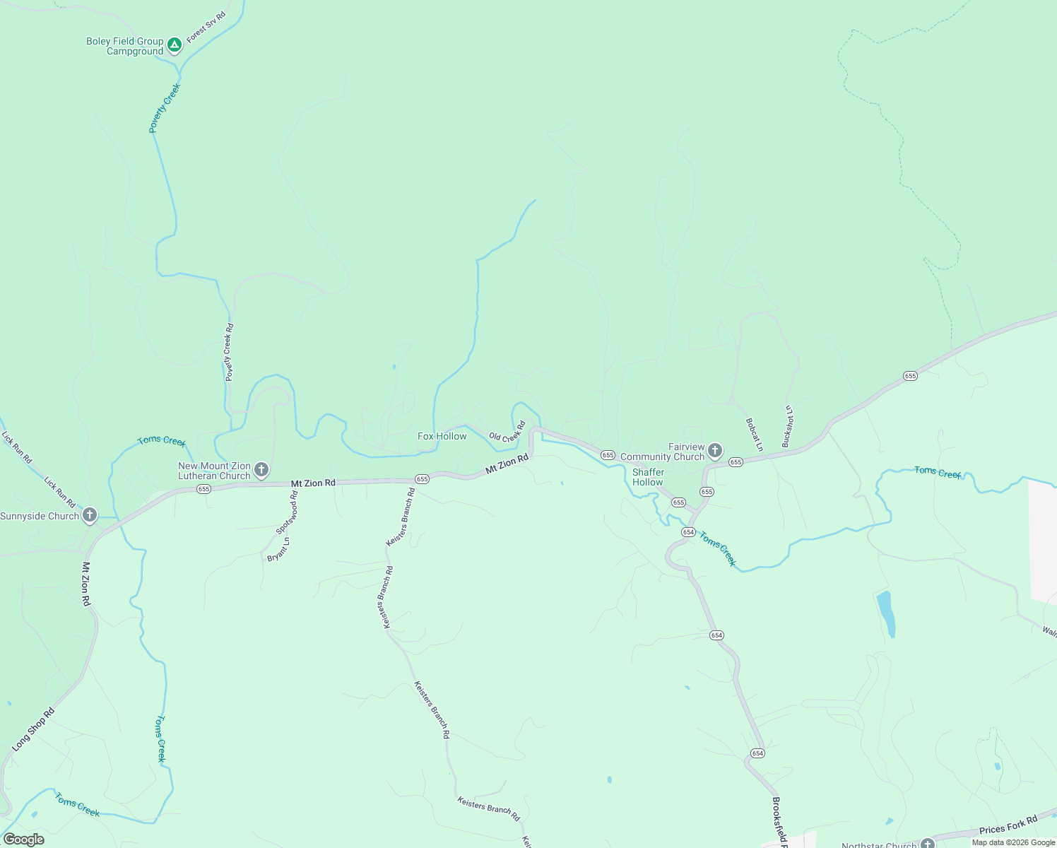 map of restaurants, bars, coffee shops, grocery stores, and more near 2748 Old Creek Road in Blacksburg