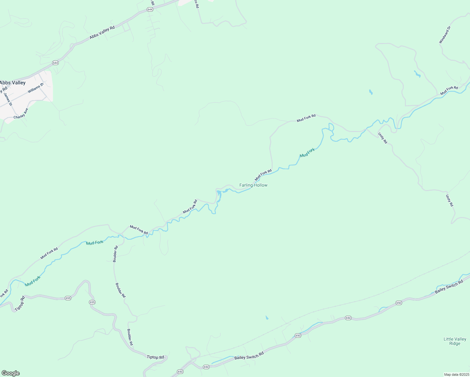 map of restaurants, bars, coffee shops, grocery stores, and more near Mud Fork Road in Tazewell County