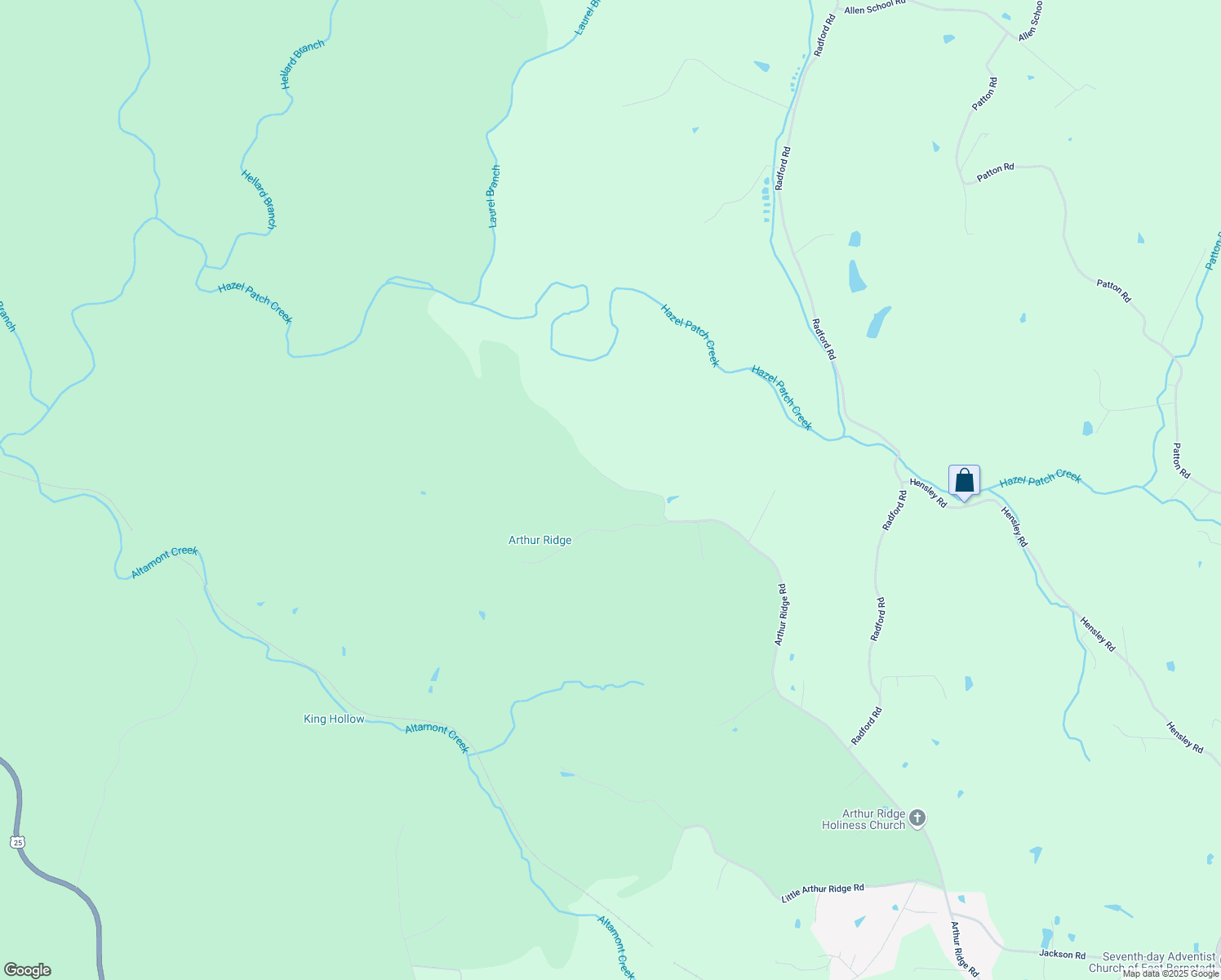 map of restaurants, bars, coffee shops, grocery stores, and more near 410 Four Oak Road in East Bernstadt