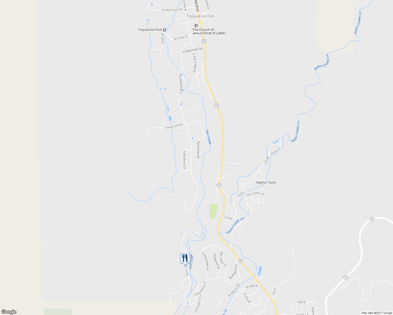 map of restaurants, bars, coffee shops, grocery stores, and more near 952 Peachtree Drive in Toquerville