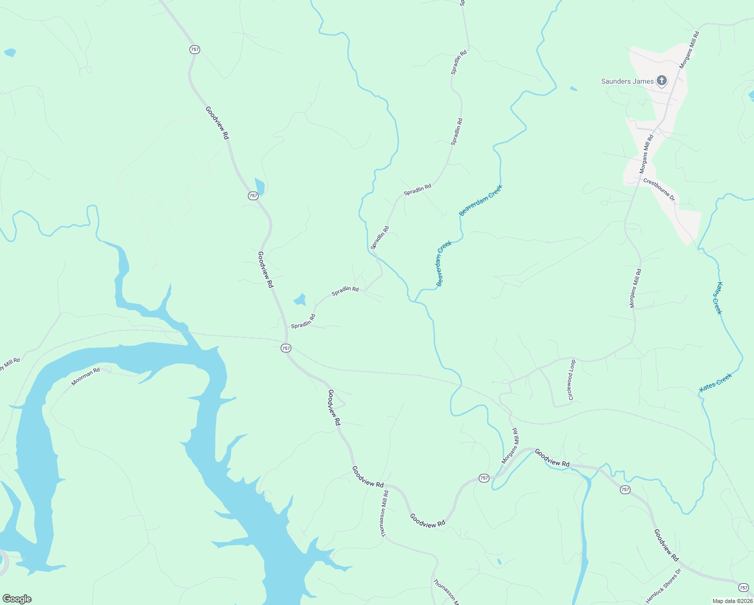 map of restaurants, bars, coffee shops, grocery stores, and more near 1041 Owen Ridge Lane in Goodview