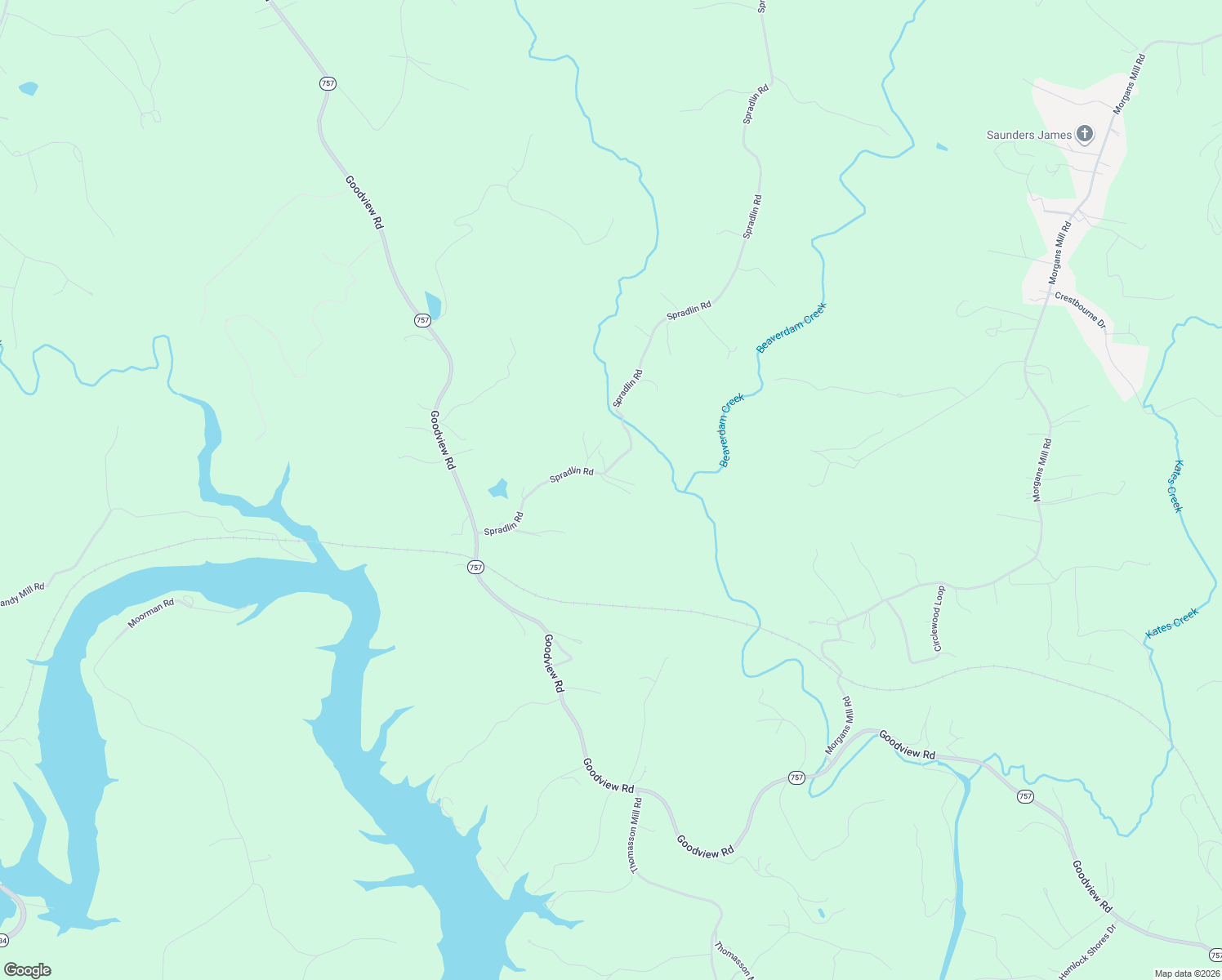 map of restaurants, bars, coffee shops, grocery stores, and more near 1041 Owen Ridge Lane in Goodview