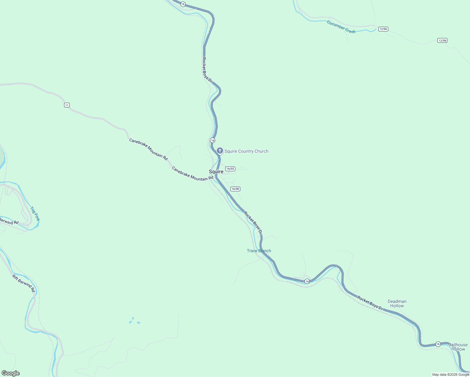 map of restaurants, bars, coffee shops, grocery stores, and more near County Road 16/08 in McDowell County