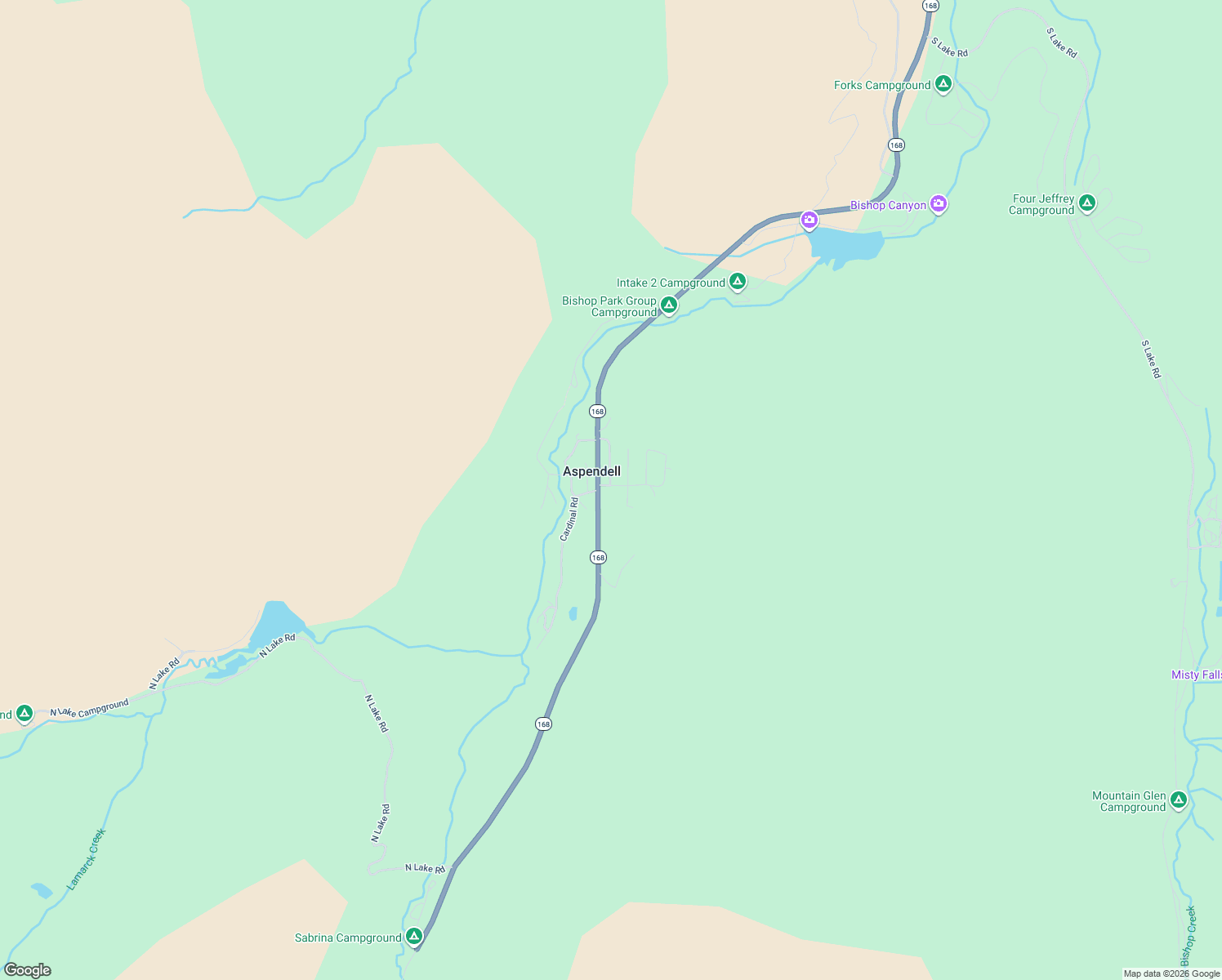 map of restaurants, bars, coffee shops, grocery stores, and more near 116 Alpine Drive in Bishop