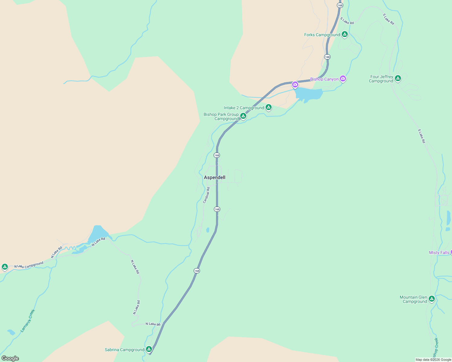 map of restaurants, bars, coffee shops, grocery stores, and more near 116 Alpine Drive in Bishop