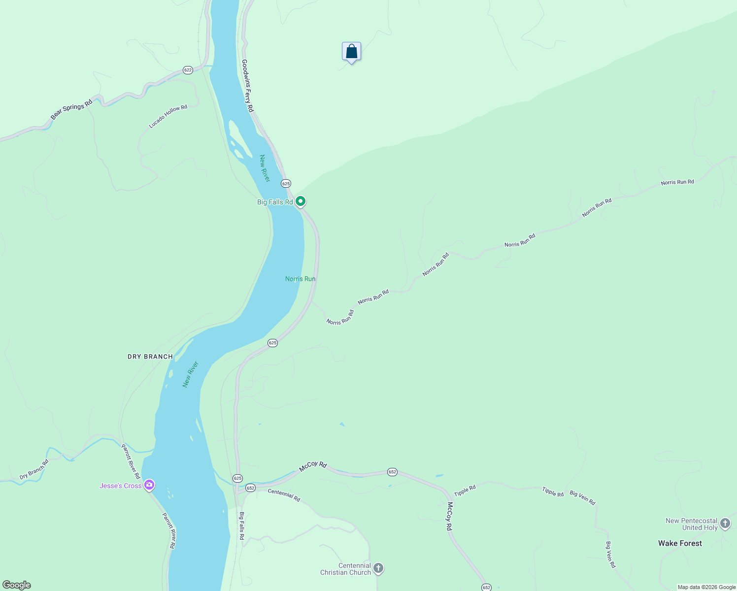 map of restaurants, bars, coffee shops, grocery stores, and more near 6200 Norris Run Road in Blacksburg